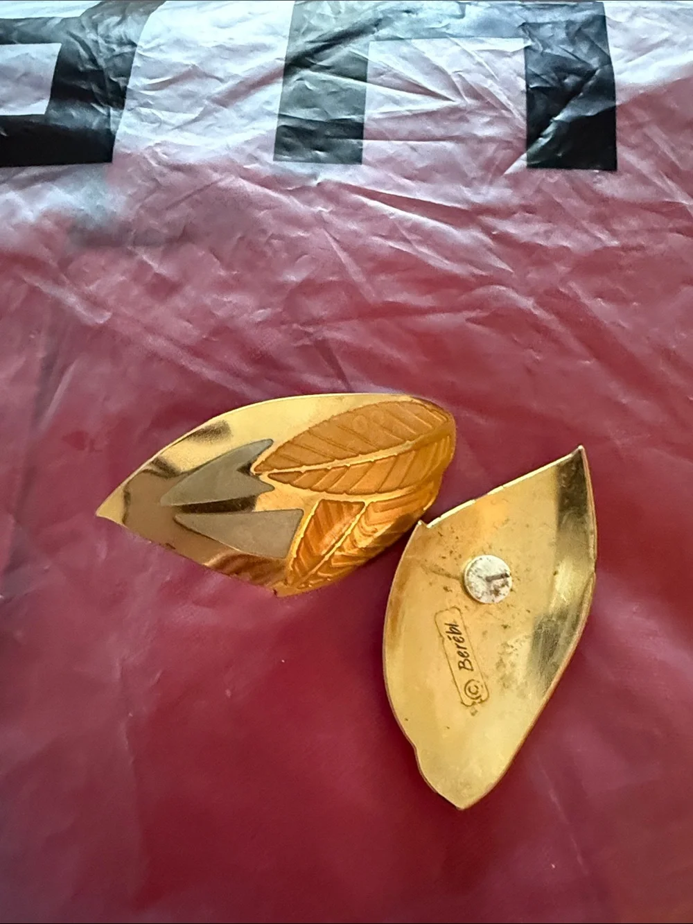 Gold Leaf Design  - Gold and Silver Accents Pierced Earrings